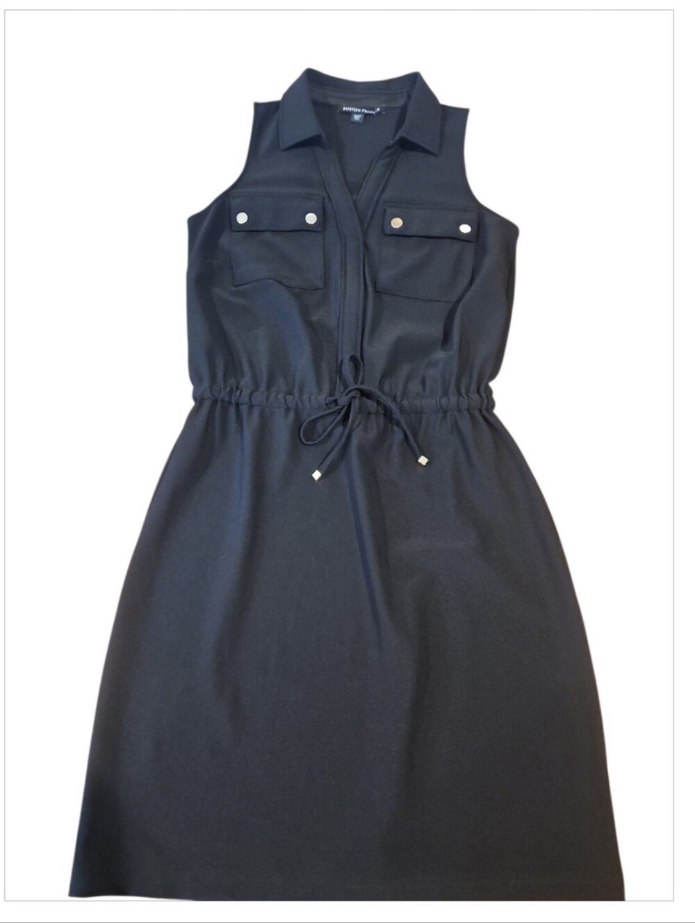 Boston Proper Beyond Travel Chic Drawstring Utility Dress Black S - Picture 4 of 10